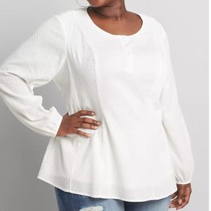 Lane Bryant Womens Long Sleeve Round Neck Tunic NWT Plus Size 22 White